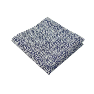 Steel Blue & Silver Floral Pocket Square