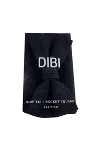 Black & Fine Blue Accent Pre Tie Bow Tie + Pocket Square