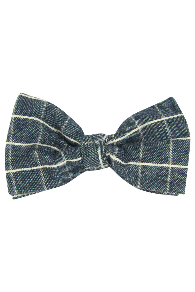 Muted Navy Plaid Pre Tie Bow Tie