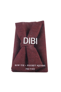 Rough Ruby Pre Tie Bow Tie + Pocket Square