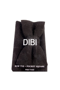 Rich Black Pre Tie Bow Tie + Pocket Square