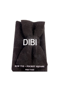 Rich Black Pre Tie Bow Tie + Pocket Square