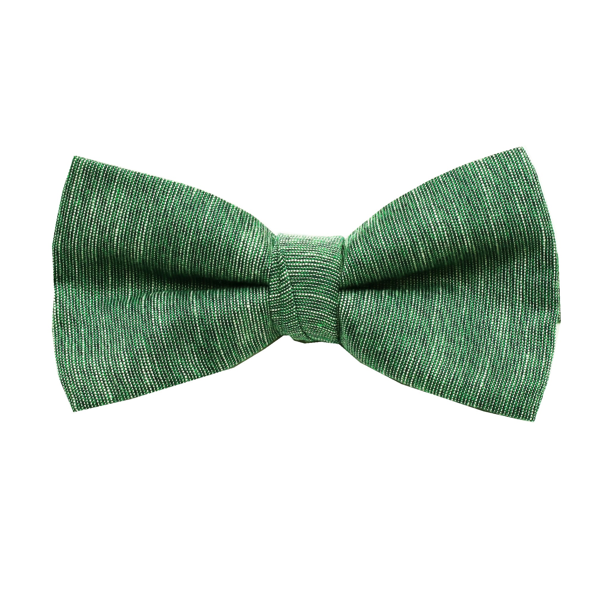 Green & Black Linen Pre Tie Bow Tie & Pocket Square Set
