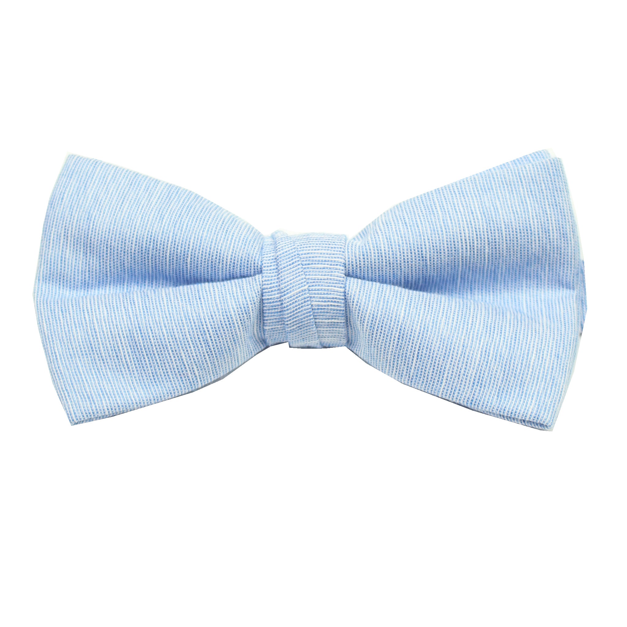 Light Blue Linen Pre Tie Bow Tie & Pocket Square Set