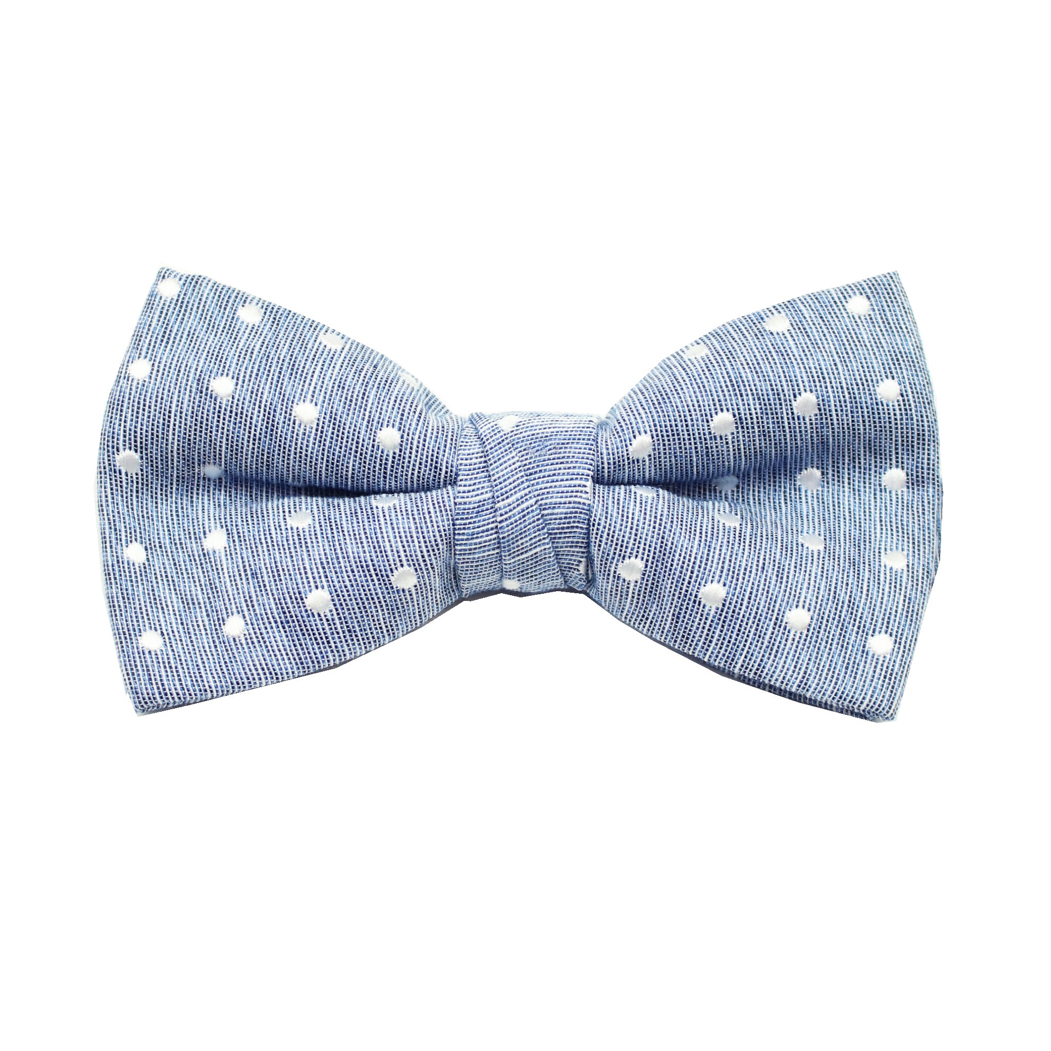 Blue & White Polkadot Pre Tie Bow Tie & Pocket Square Set