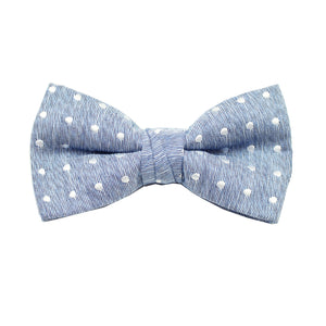Blue & White Polkadot Pre Tie Bow Tie & Pocket Square Set