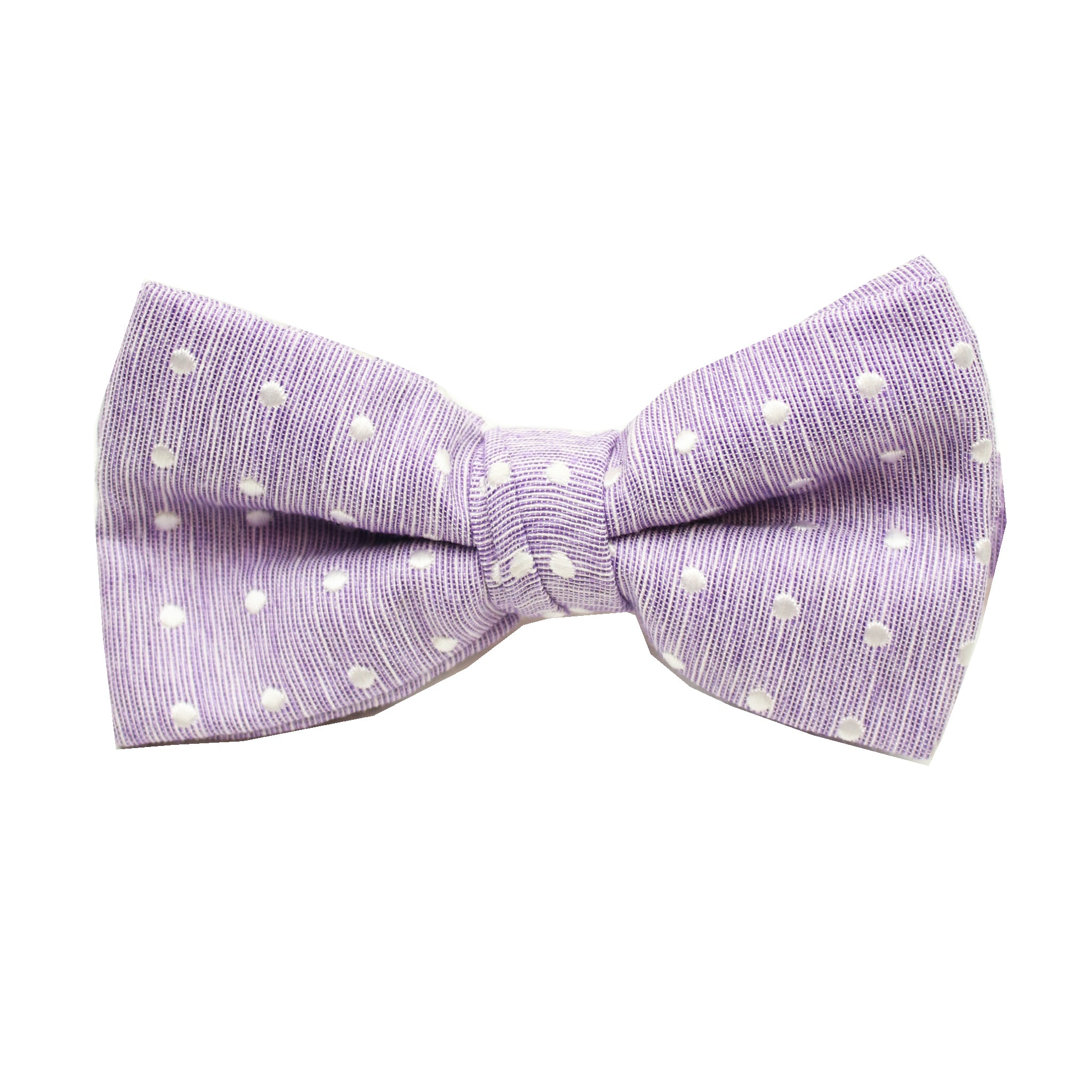 Lavender & White Polkadot Pre Tie Bow Tie & Pocket Square Set