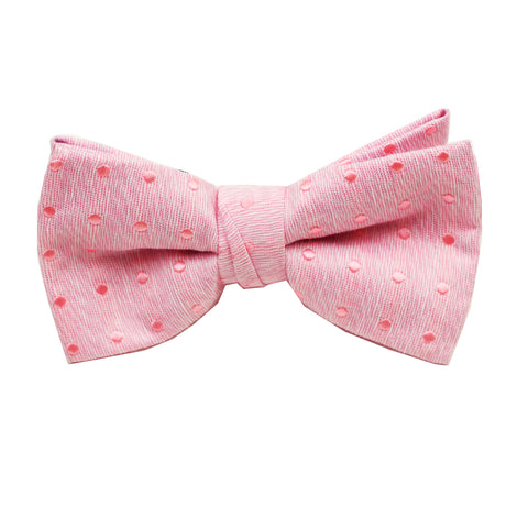 Pink & Pink Polkadot Pre Tie Bow Tie & Pocket Square Set