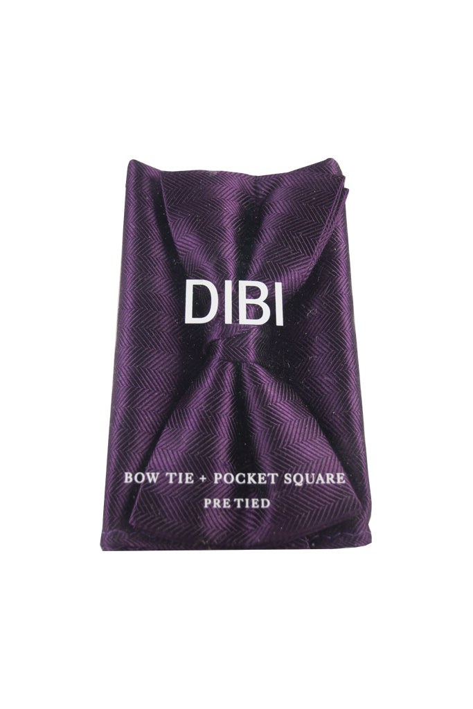 Purple Pattern Pre Tie Bow Tie + Pocket Square