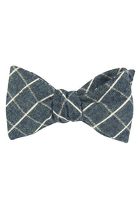 Muted Navy Plaid Self Tie Bow Tie