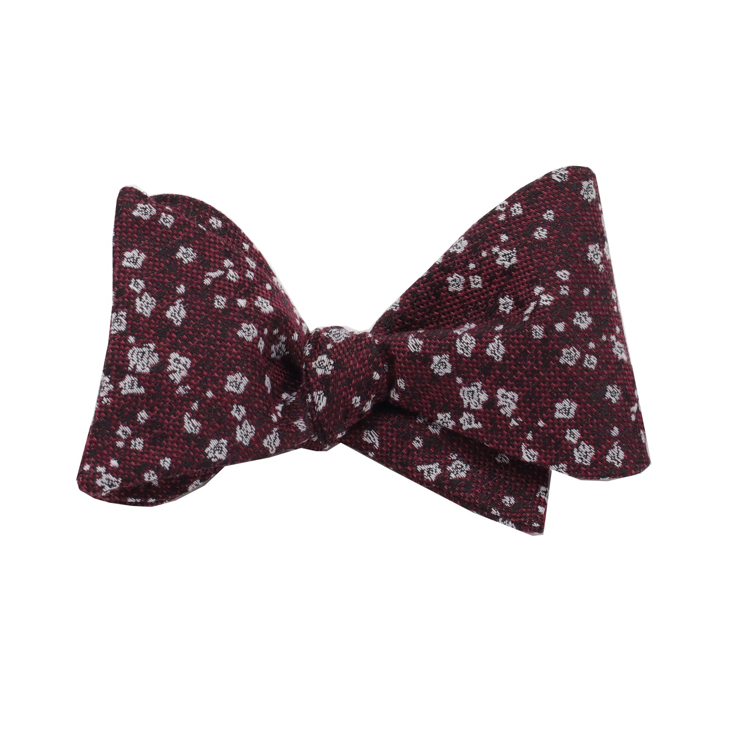 Burgundy & Silver Floral Self Tie Bow Tie