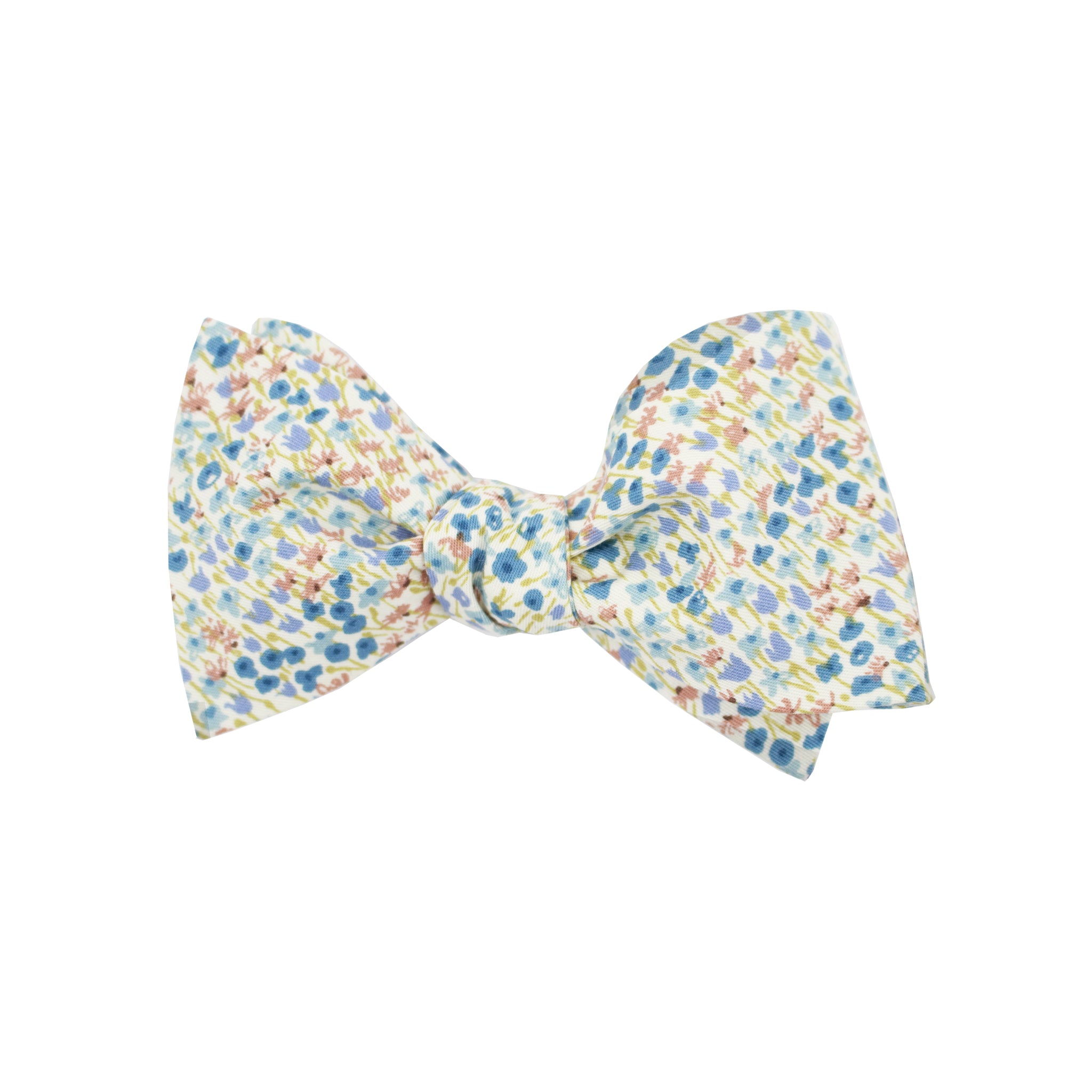 Multi Blue, Gold, & Green Floral Self Tie Bow Tie