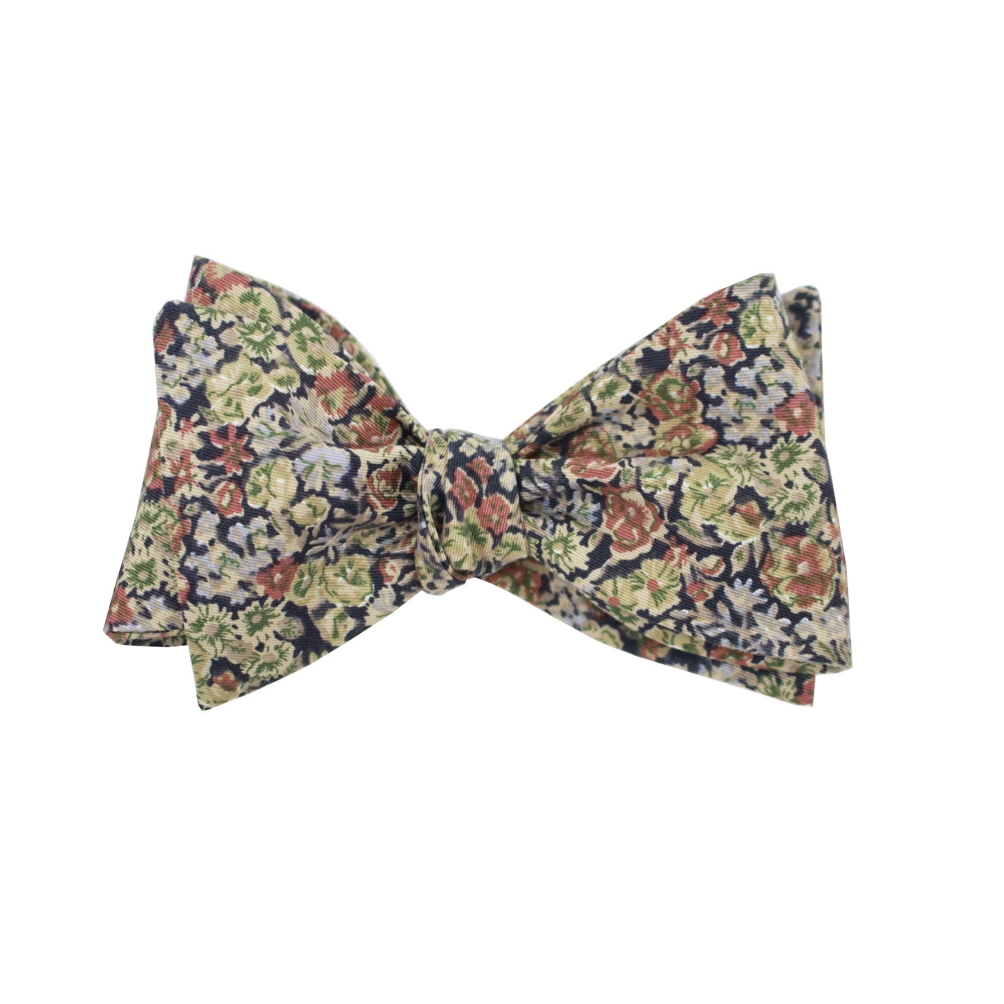 Earth Tone Multi Floral Self Tie Bow Tie