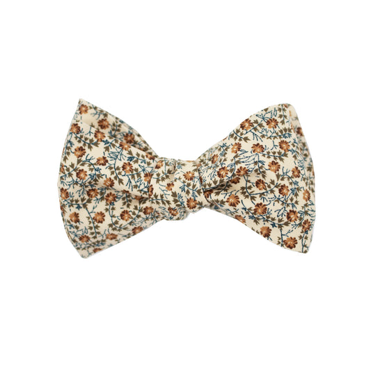 Beige & Brown Multi Floral Self Tie Bow Tie