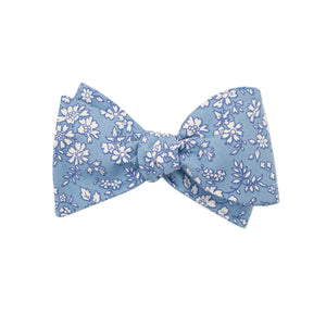 Blue & White Floral Self Tie Bow Tie