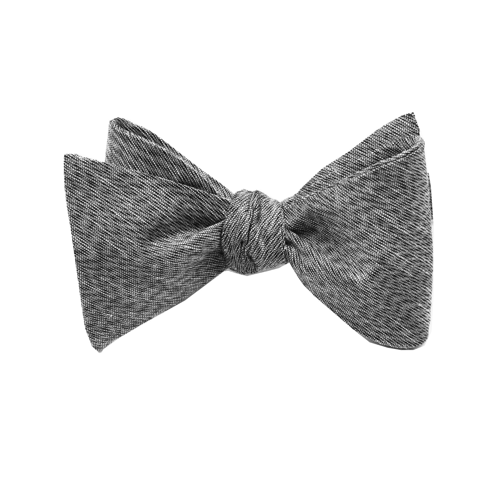 Grey & Black Linen Self Tie Bow Tie