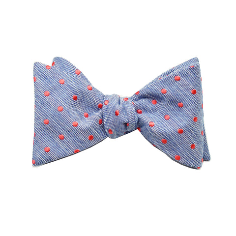 Blue & Coral Polkadot Self Tie Bow Tie