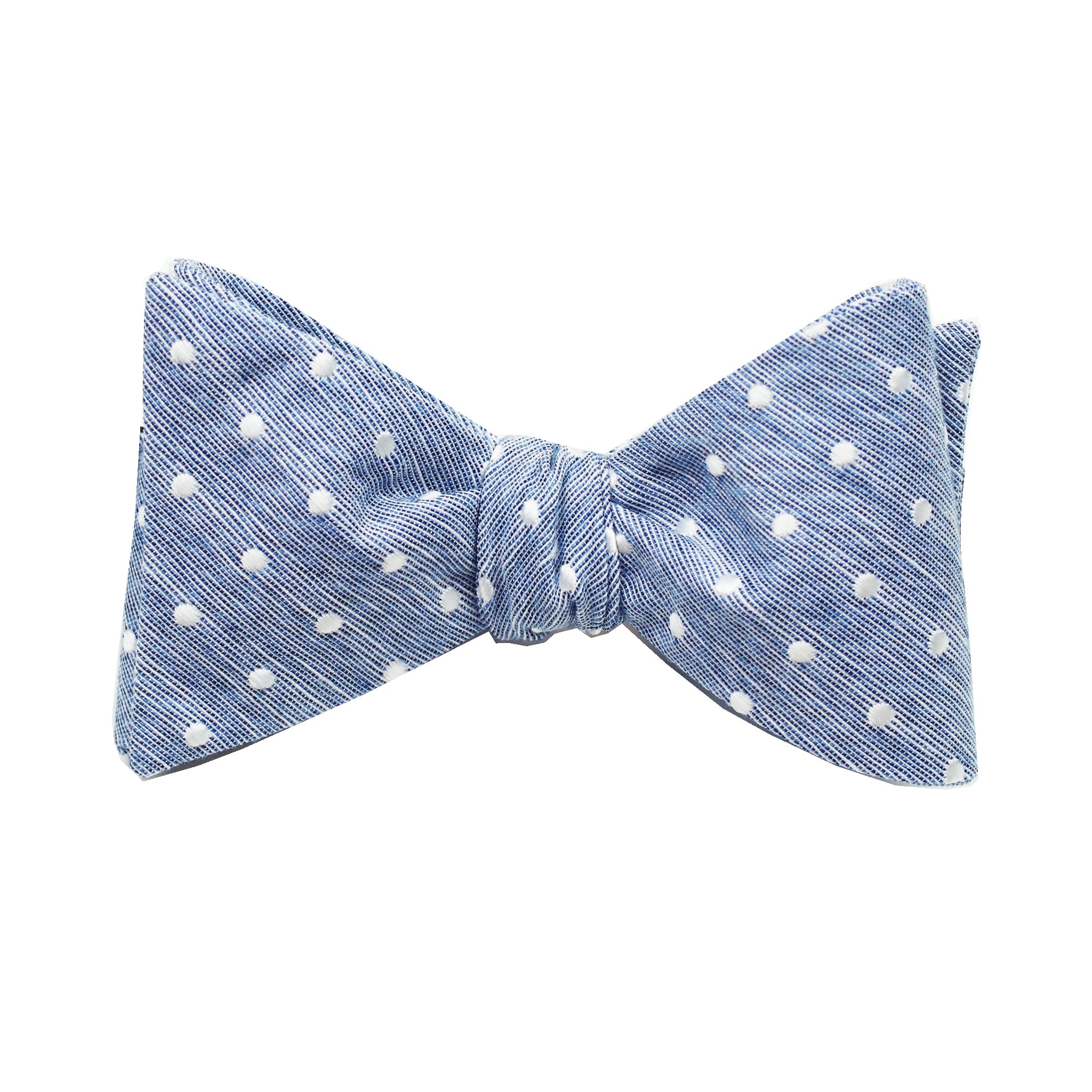 Blue & White Polkadot Self Tie Bow Tie