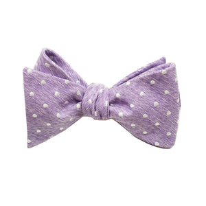 Lavender & White Polkadot Self Tie Bow Tie