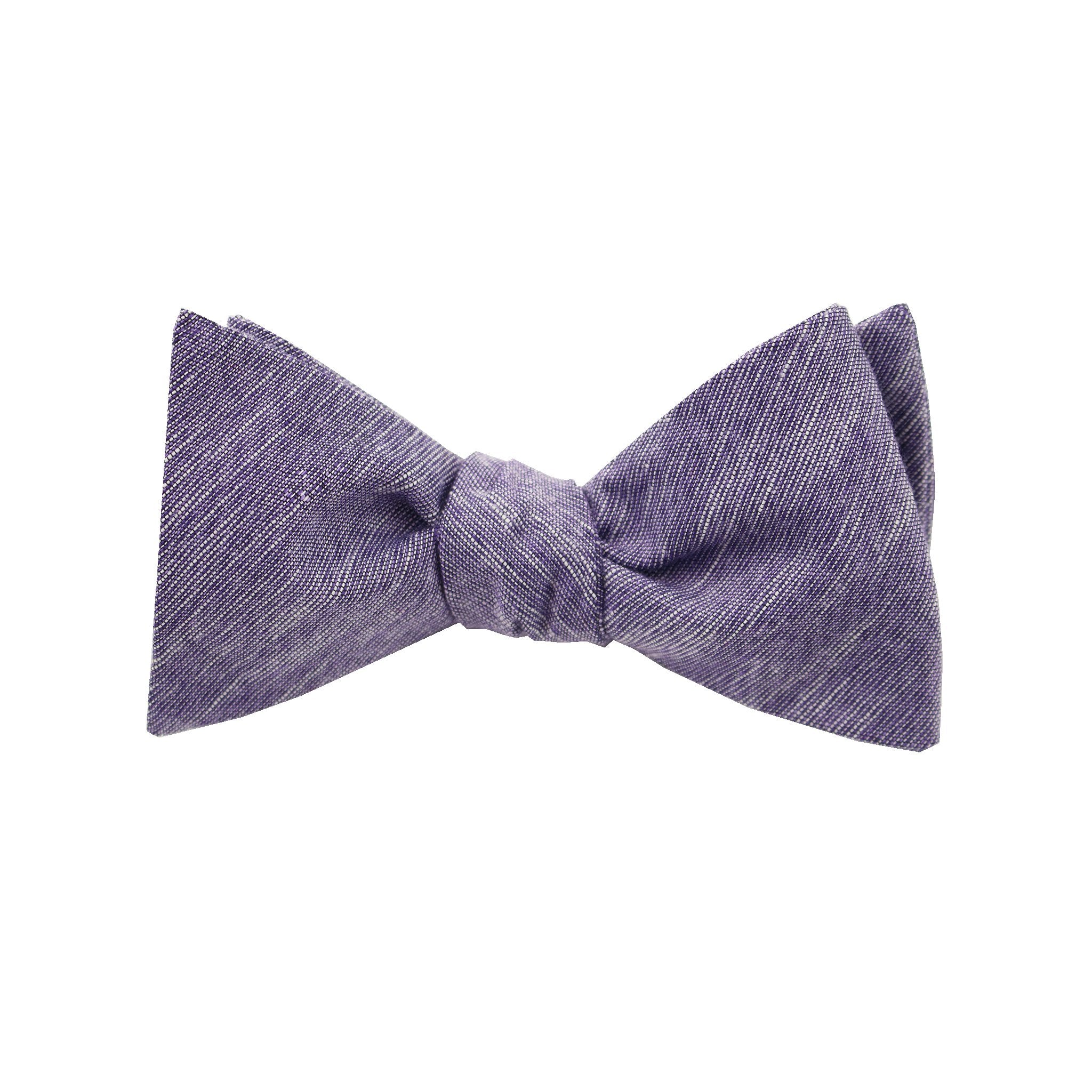 Purple & Black Linen Self Tie Bow Tie