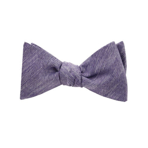 Purple & Black Linen Self Tie Bow Tie