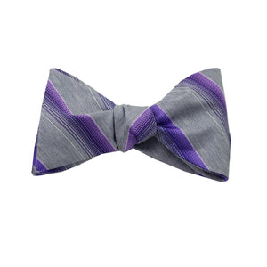 Purple & Silver Striped Self Tie Bow Tie