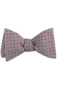Grey & Red Polkadot Self Tie Bow Tie