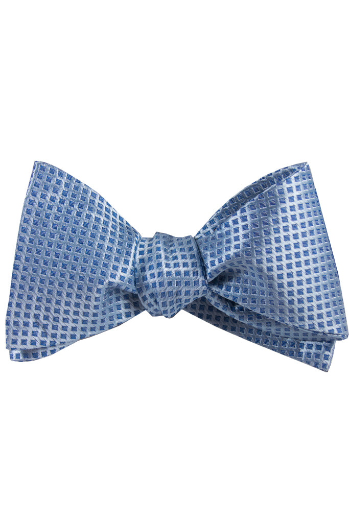 Blue & Silver Diamond Self Tie Bow Tie