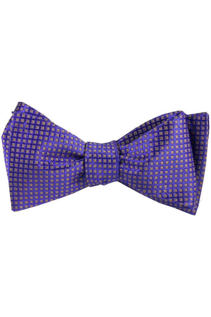 Purple & Champagne Diamond Self Tie Bow Tie