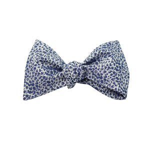 Steel Blue & Silver Floral Self Tie Bow Tie