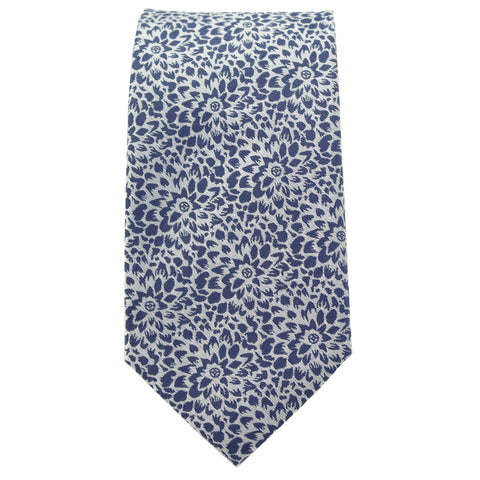 Steel Blue & Silver Floral Tie