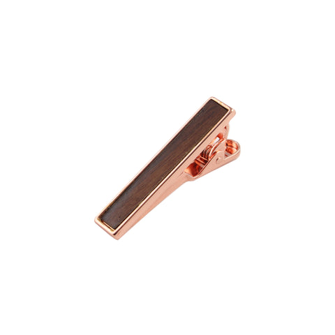 Sapele Wooden Inlay-Rose Gold Tie Bar from DIBI