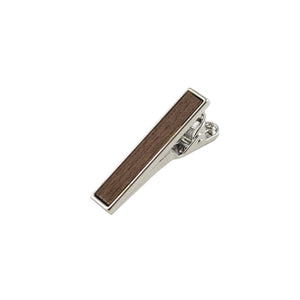 Walnut Wooden Inlay-Silver Tie Bar from DIBI