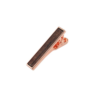 Zebra Wooden Inlay-Rose Gold Tie Bar from DIBI